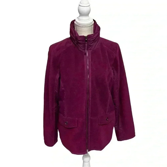 WOMEN’S STYLE & CO FUCHSIA FLEECE HOODED JACKET• SIZE M•SIDE SEAM POCKETS• - Picture 5 of 13